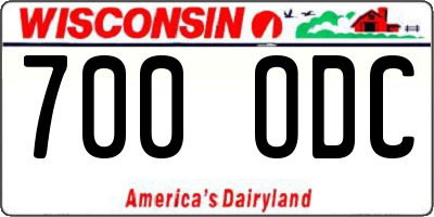 WI license plate 700ODC