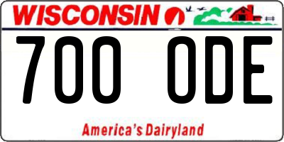 WI license plate 700ODE