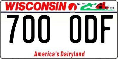 WI license plate 700ODF