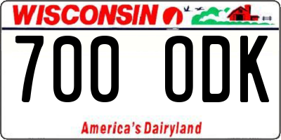 WI license plate 700ODK