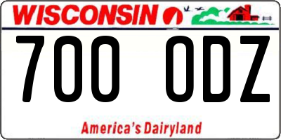 WI license plate 700ODZ