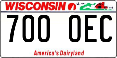 WI license plate 700OEC