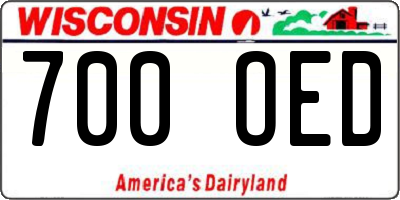 WI license plate 700OED