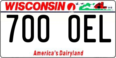 WI license plate 700OEL