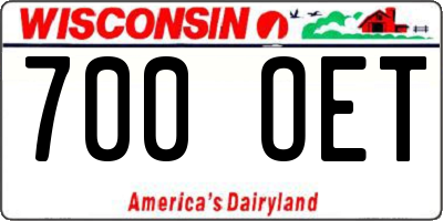 WI license plate 700OET