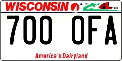 WI license plate 700OFA
