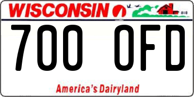 WI license plate 700OFD