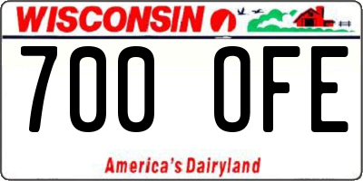 WI license plate 700OFE