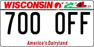 WI license plate 700OFF
