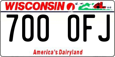 WI license plate 700OFJ