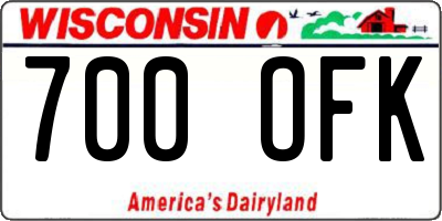 WI license plate 700OFK