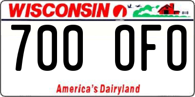 WI license plate 700OFO