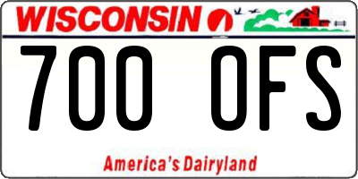WI license plate 700OFS