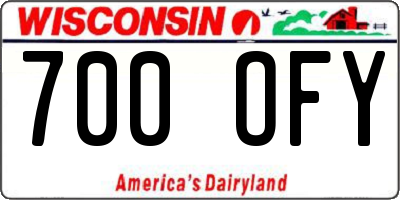 WI license plate 700OFY