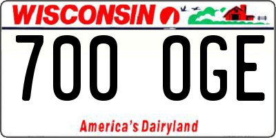 WI license plate 700OGE