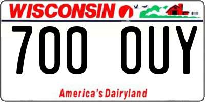 WI license plate 700OUY