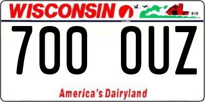 WI license plate 700OUZ