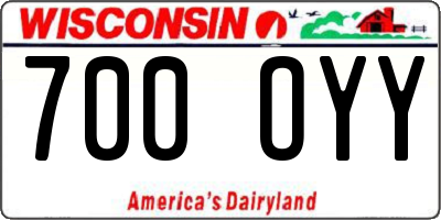 WI license plate 700OYY