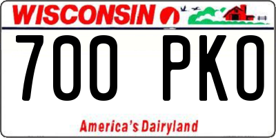 WI license plate 700PKO