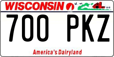 WI license plate 700PKZ