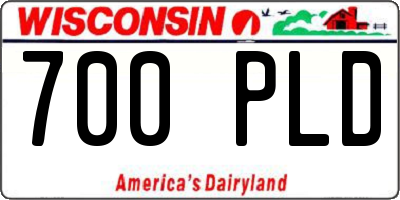 WI license plate 700PLD