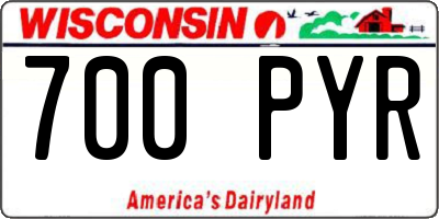 WI license plate 700PYR