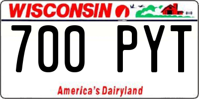 WI license plate 700PYT