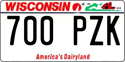 WI license plate 700PZK