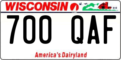 WI license plate 700QAF