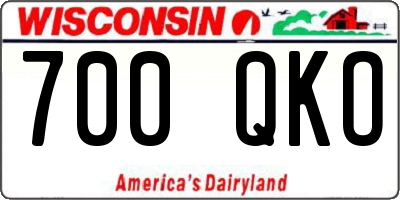 WI license plate 700QKO