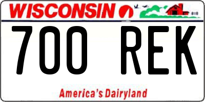 WI license plate 700REK