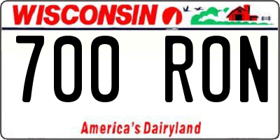 WI license plate 700RON
