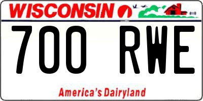 WI license plate 700RWE