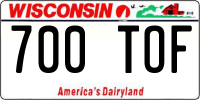 WI license plate 700TOF