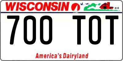 WI license plate 700TOT