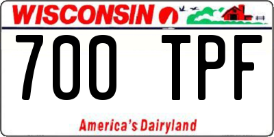 WI license plate 700TPF