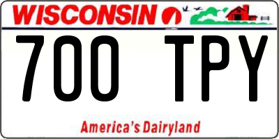 WI license plate 700TPY