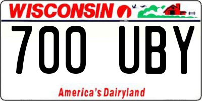 WI license plate 700UBY