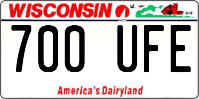 WI license plate 700UFE