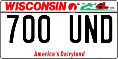 WI license plate 700UND