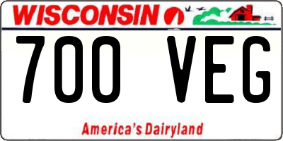 WI license plate 700VEG