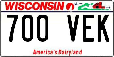 WI license plate 700VEK