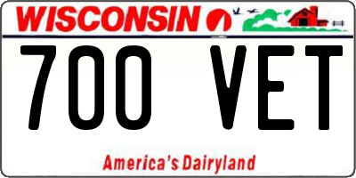 WI license plate 700VET