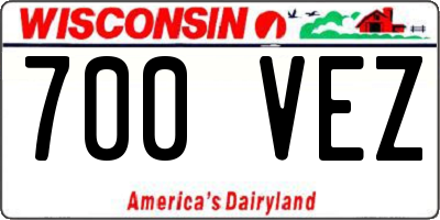 WI license plate 700VEZ