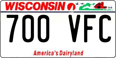 WI license plate 700VFC