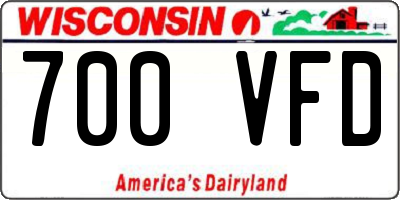 WI license plate 700VFD