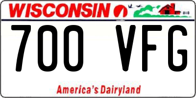 WI license plate 700VFG