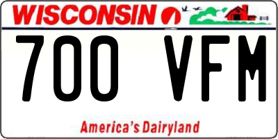 WI license plate 700VFM