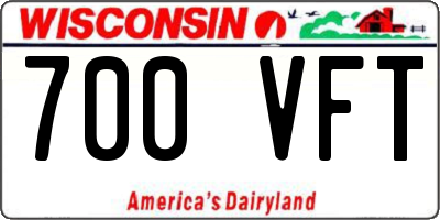 WI license plate 700VFT