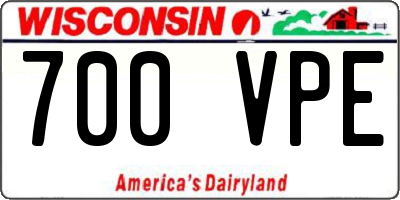 WI license plate 700VPE